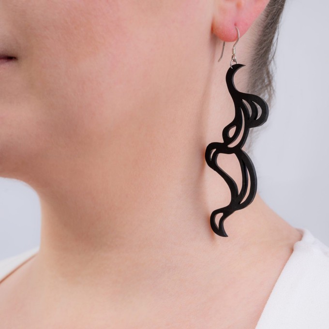 Tamara Statement Art Deco Rubber Earrings from Paguro Upcycle