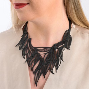 Paguro Upcycle Sula Vine Recycled Rubber Necklace with Leaf Design from Paguro Upcycle
