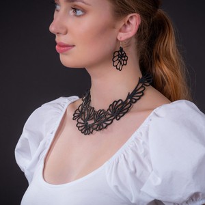 Violets Upcycled Statement Vegan Flower Necklace from Paguro Upcycle