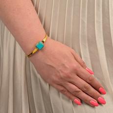 Amani Recycled Brass & Turquoise Stone Bangle via Paguro Upcycle