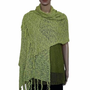 Shawl Spring Green - Handwoven with Organic Pima Cotton from Quetzal Artisan
