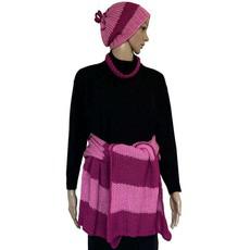 Shawl and Hat Pink Magenta - Organic Cotton and Merino Wool via Quetzal Artisan