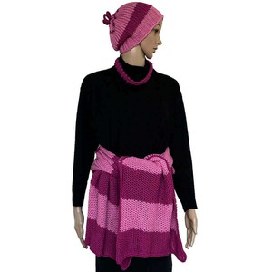 Shawl and Hat Pink Magenta - Organic Cotton and Merino Wool from Quetzal Artisan