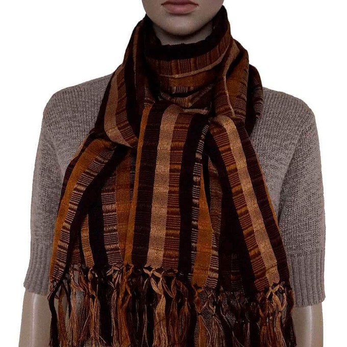 Scarf with Fringes Terracotta - Handmade, Beautiful and Fair from Quetzal Artisan
