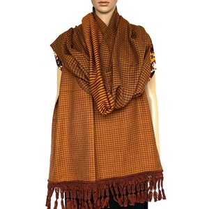 Shawl Brown Yellow - Oversized - Sustainable and Fairtrade from Quetzal Artisan