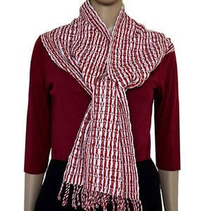 Red White Scarf - Eco-friendly Fairtrade Red Cotton Scarf from Quetzal Artisan
