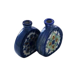 Small Flower Vases Blue - Handmade of Stoneware & Fairtrade from Quetzal Artisan