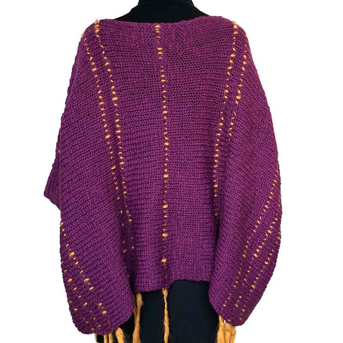 Poncho Plum Purple - Fringed Womens Poncho Stylish and Warm from Quetzal Artisan
