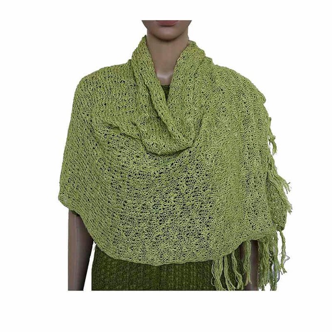 Shawl Spring Green - Handwoven with Organic Pima Cotton from Quetzal Artisan