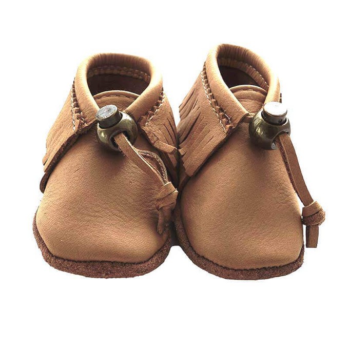 Baby Moccasins Bear Paw - Hiawatha - Mooshide Baby Slippers from Quetzal Artisan