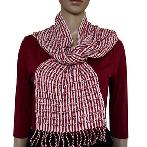 Red White Scarf - Eco-friendly Fairtrade Red Cotton Scarf from Quetzal Artisan