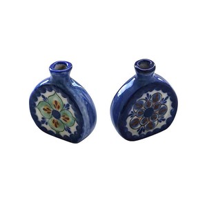 Small Flower Vases Blue - Handmade of Stoneware & Fairtrade from Quetzal Artisan