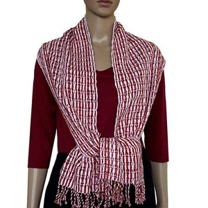 Red White Scarf - Eco-friendly Fairtrade Red Cotton Scarf from Quetzal Artisan