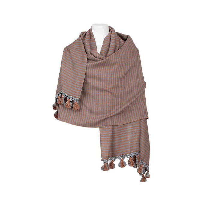 Shawl Light Brown - Oversized - Sustainable and Fairtrade from Quetzal Artisan