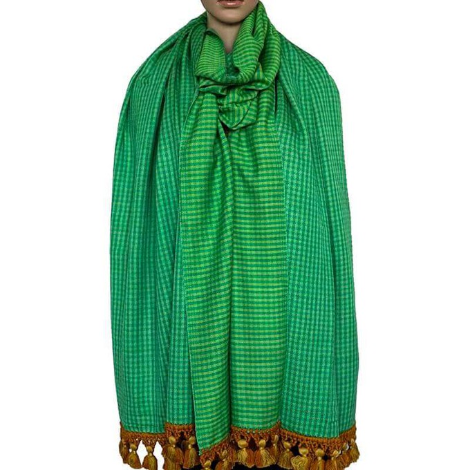 Shawl Green Lemon - Oversized - Fashionable and Fairtrade from Quetzal Artisan