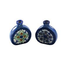 Small Flower Vases Blue - Handmade of Stoneware & Fairtrade via Quetzal Artisan