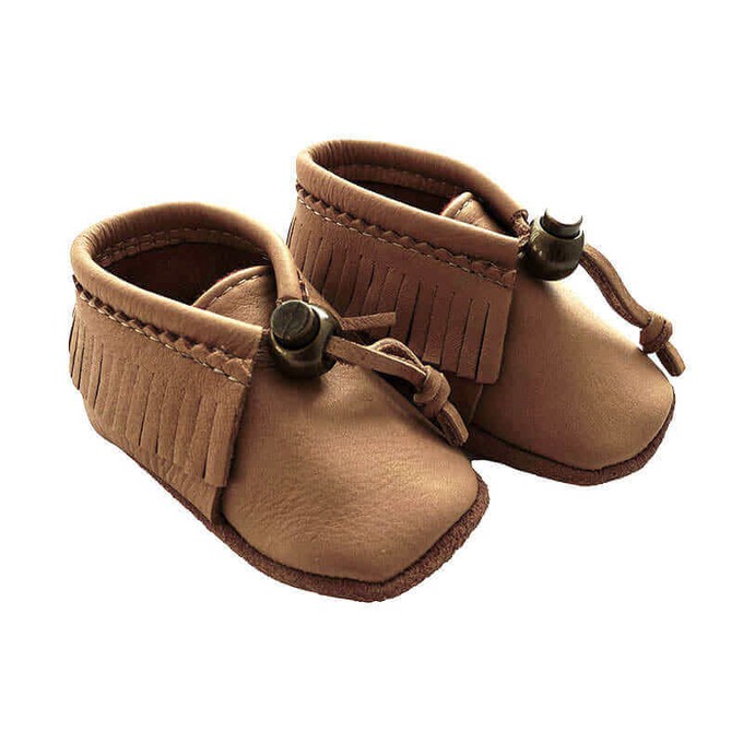 Baby Moccasins Bear Paw - Hiawatha - Mooshide Baby Slippers from Quetzal Artisan