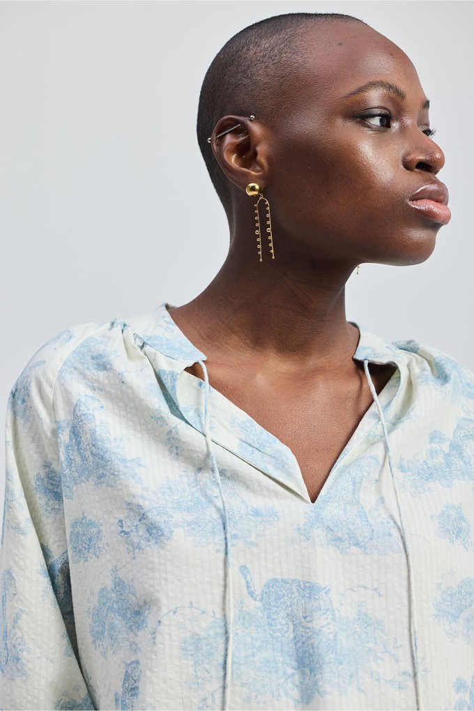 Relaxed-fit Shirt with Drawstring in Animal Print from Reistor