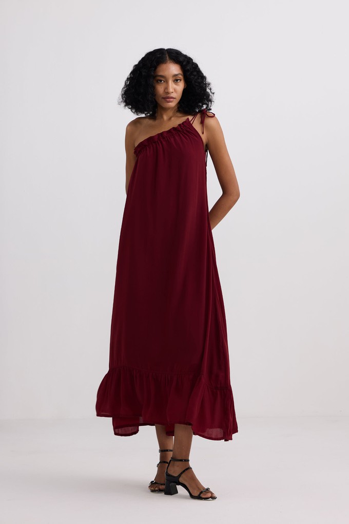 One-shoulder Maxi dress in Burgundy from Reistor