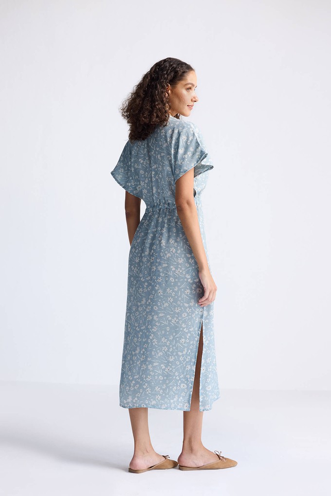 Gathered Maxi Dress in Light Blue Florals from Reistor Gathered Maxi Dress in Light Blue Florals from Reistor
