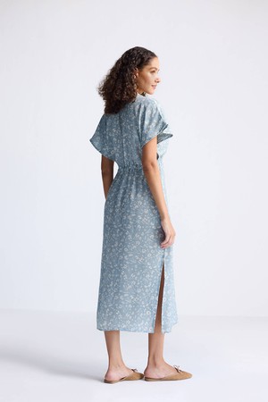 Gathered Maxi Dress in Light Blue Florals from Reistor Gathered Maxi Dress in Light Blue Florals from Reistor