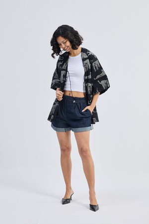 Oversized Shirt with Front-ties in Animal Print from Reistor