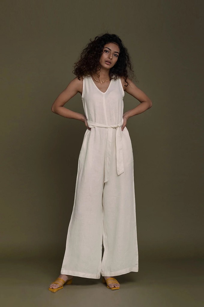 Breakfast in Bed Jumpsuit in Off-white from Reistor