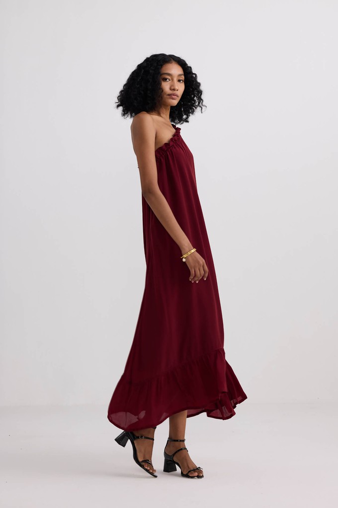 One-shoulder Maxi dress in Burgundy from Reistor