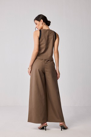 Wide-leg Drawstring Pants in Brown from Reistor