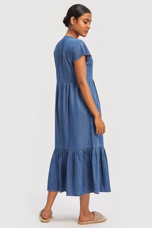 Tiered Denim Shirt Dress from Reistor