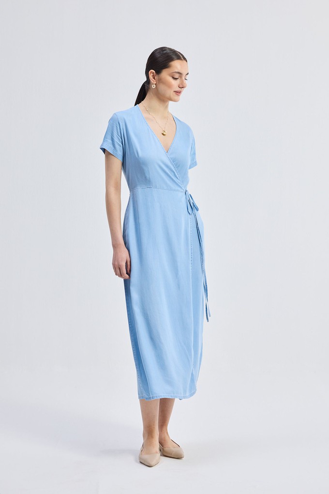 Maxi Wrap Dress in Light Blue from Reistor