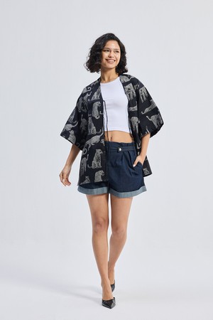 Oversized Shirt with Front-ties in Animal Print from Reistor