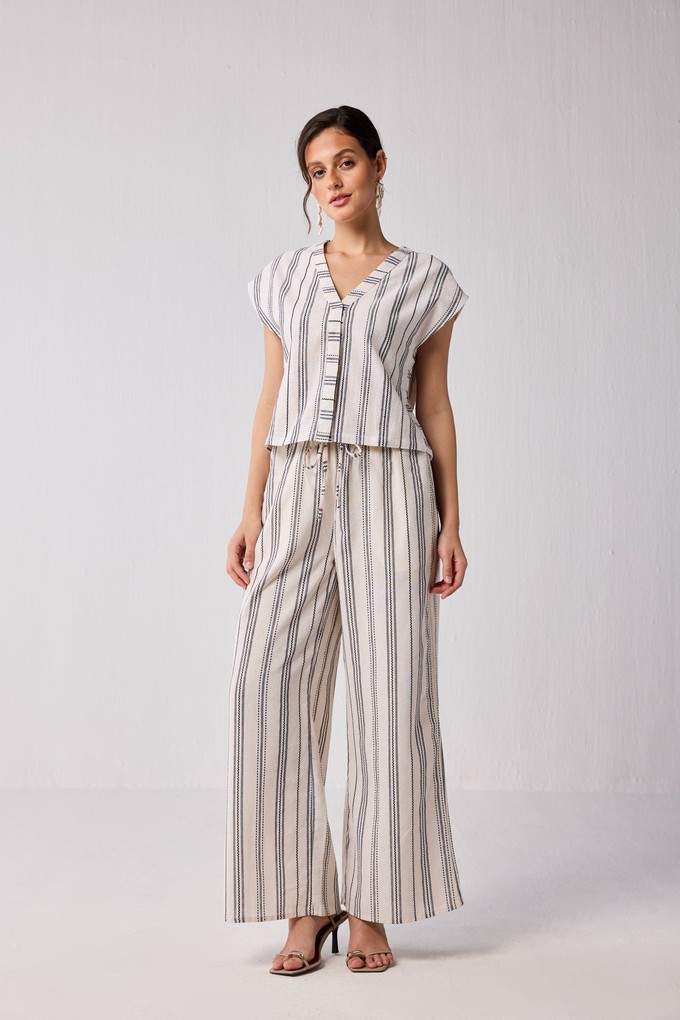Wide-leg Drawstring Pants in Stripes from Reistor