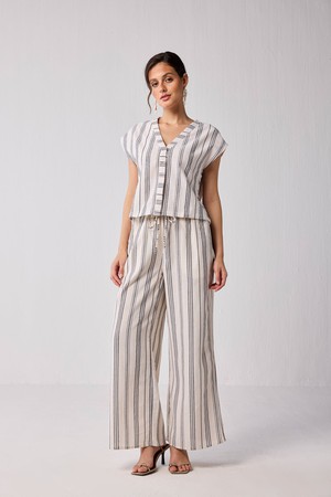 Wide-leg Drawstring Pants in Stripes from Reistor