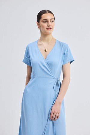 Maxi Wrap Dress in Light Blue from Reistor