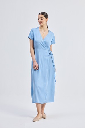 Maxi Wrap Dress in Light Blue from Reistor