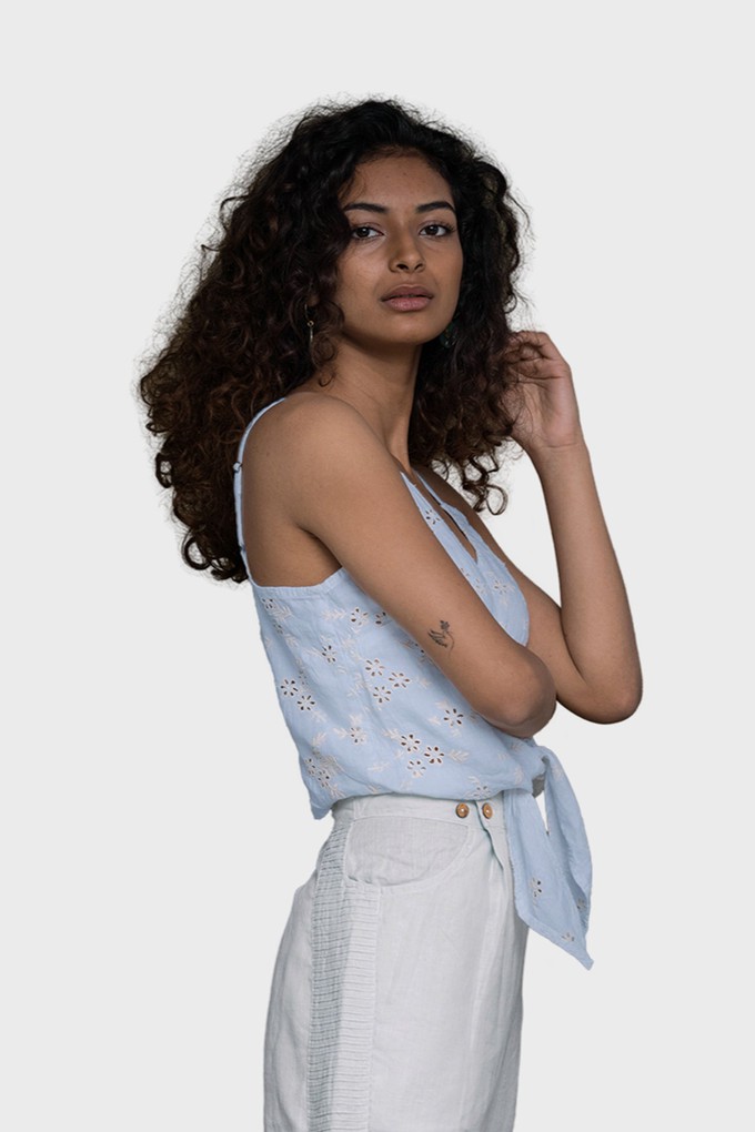 Pool Day Tan Lines Top in Blue from Reistor