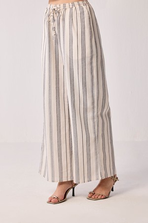 Wide-leg Drawstring Pants in Stripes from Reistor