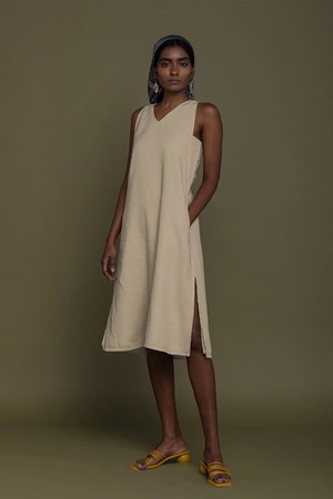 Reading Tea Leaves Dress in Neutral Beige from Reistor