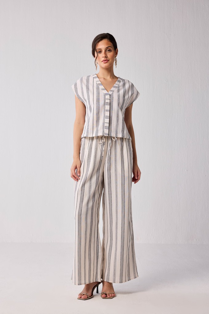 Wide-leg Drawstring Pants in Stripes from Reistor