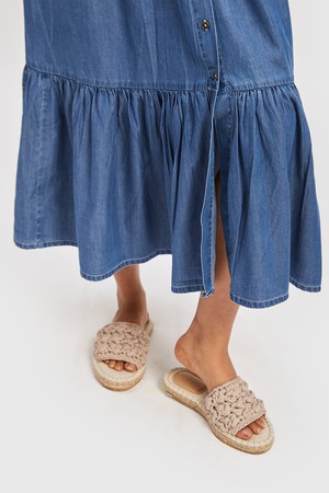 Tiered Denim Shirt Dress from Reistor