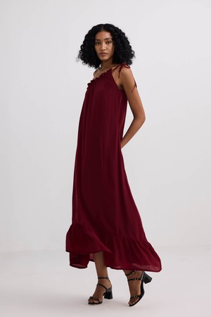 One-shoulder Maxi dress in Burgundy from Reistor