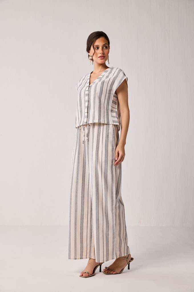Wide-leg Drawstring Pants in Stripes from Reistor