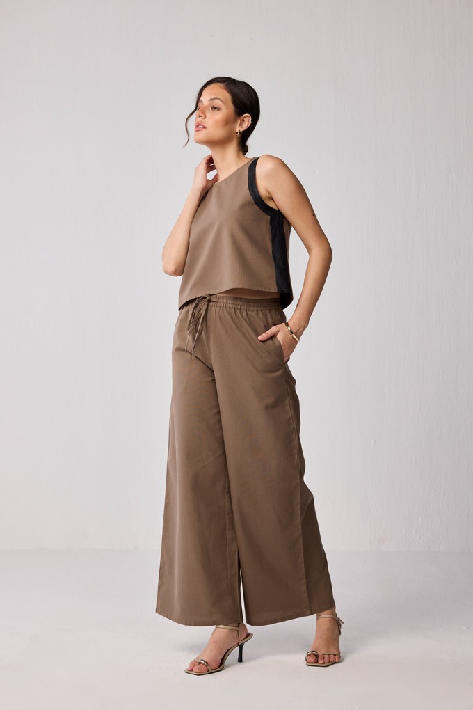 Wide-leg Drawstring Pants in Brown from Reistor