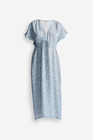 Gathered Maxi Dress in Light Blue Florals from Reistor Gathered Maxi Dress in Light Blue Florals from Reistor