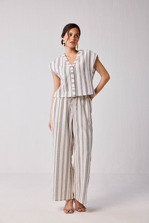Wide-leg Drawstring Pants in Stripes from Reistor