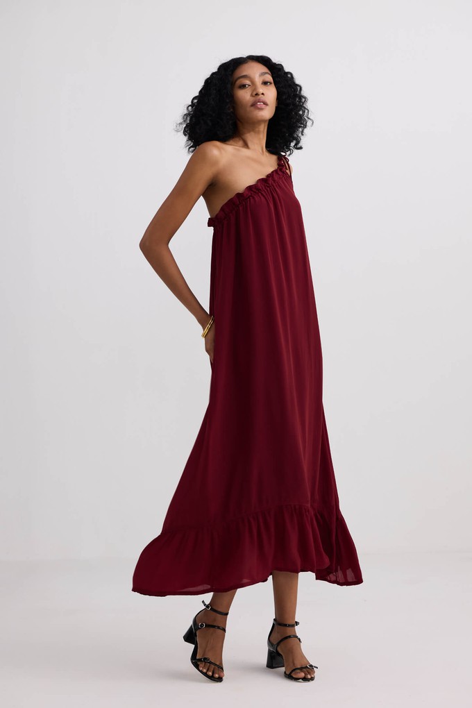 One-shoulder Maxi dress in Burgundy from Reistor