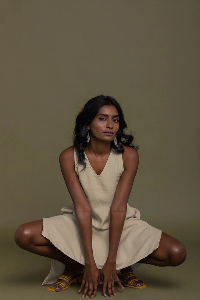 Reading Tea Leaves Dress in Neutral Beige from Reistor