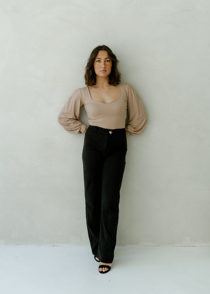 Black High Waisted Straight Pantalon from Roses & Lilies