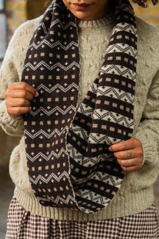 Isle Line Circle Scarf | Dark Brown via ROVE